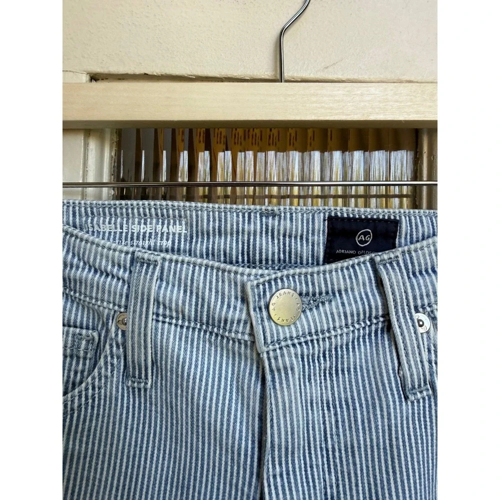AG Adriano Goldschmied Isabelle Side Panel Striped High Rise Straight‎ Size 25